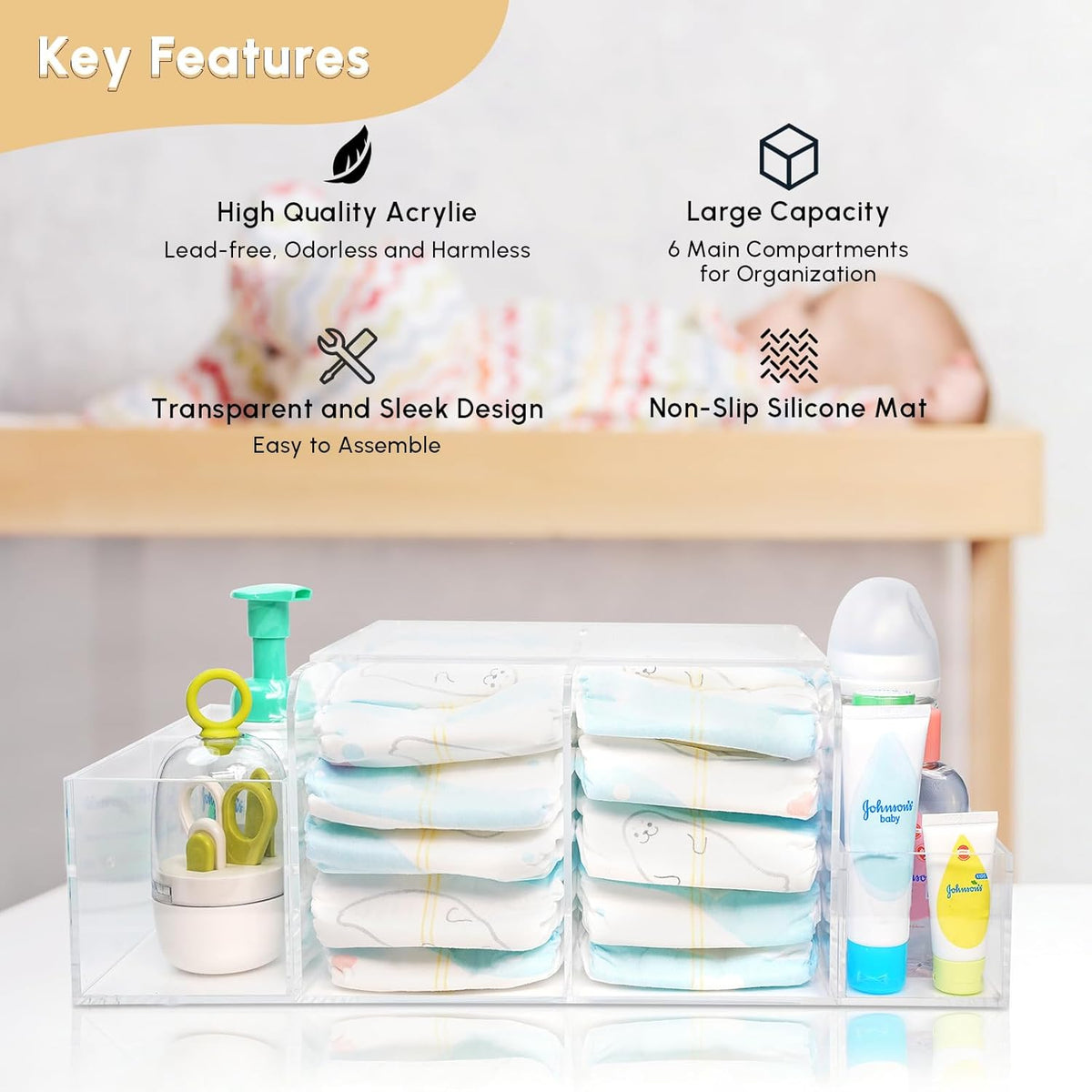 Acrylic Diaper Caddy