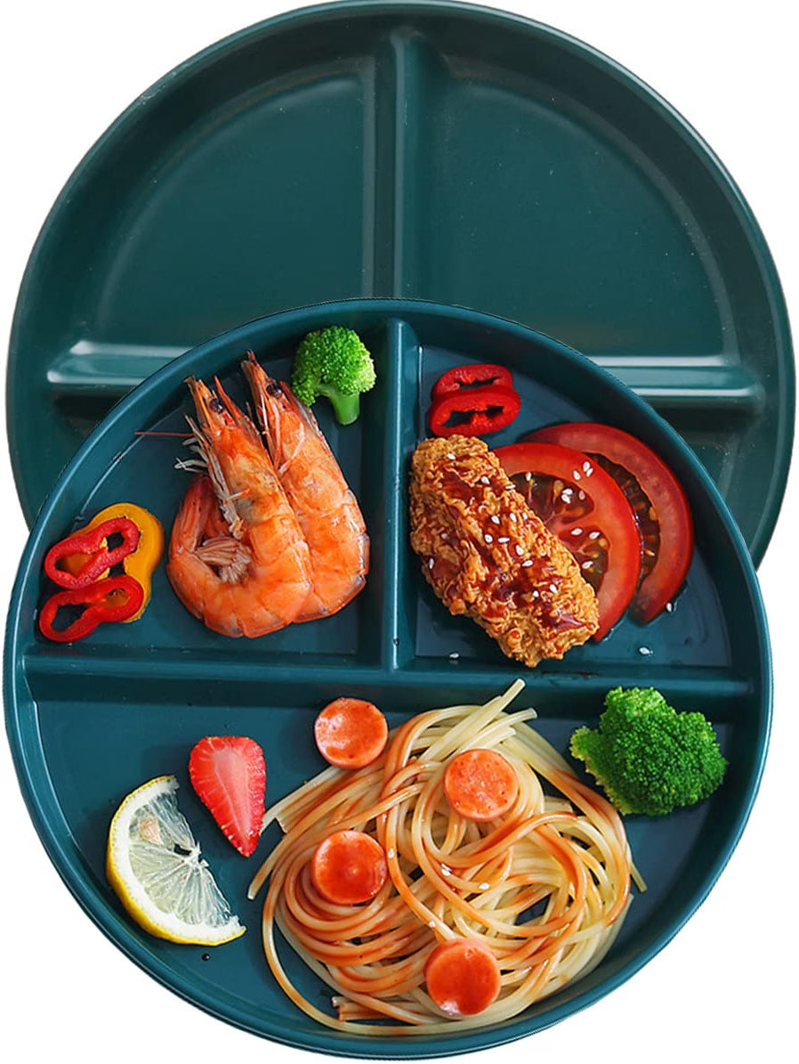 8 inch Green Ceramic Divided Dinner Plates
