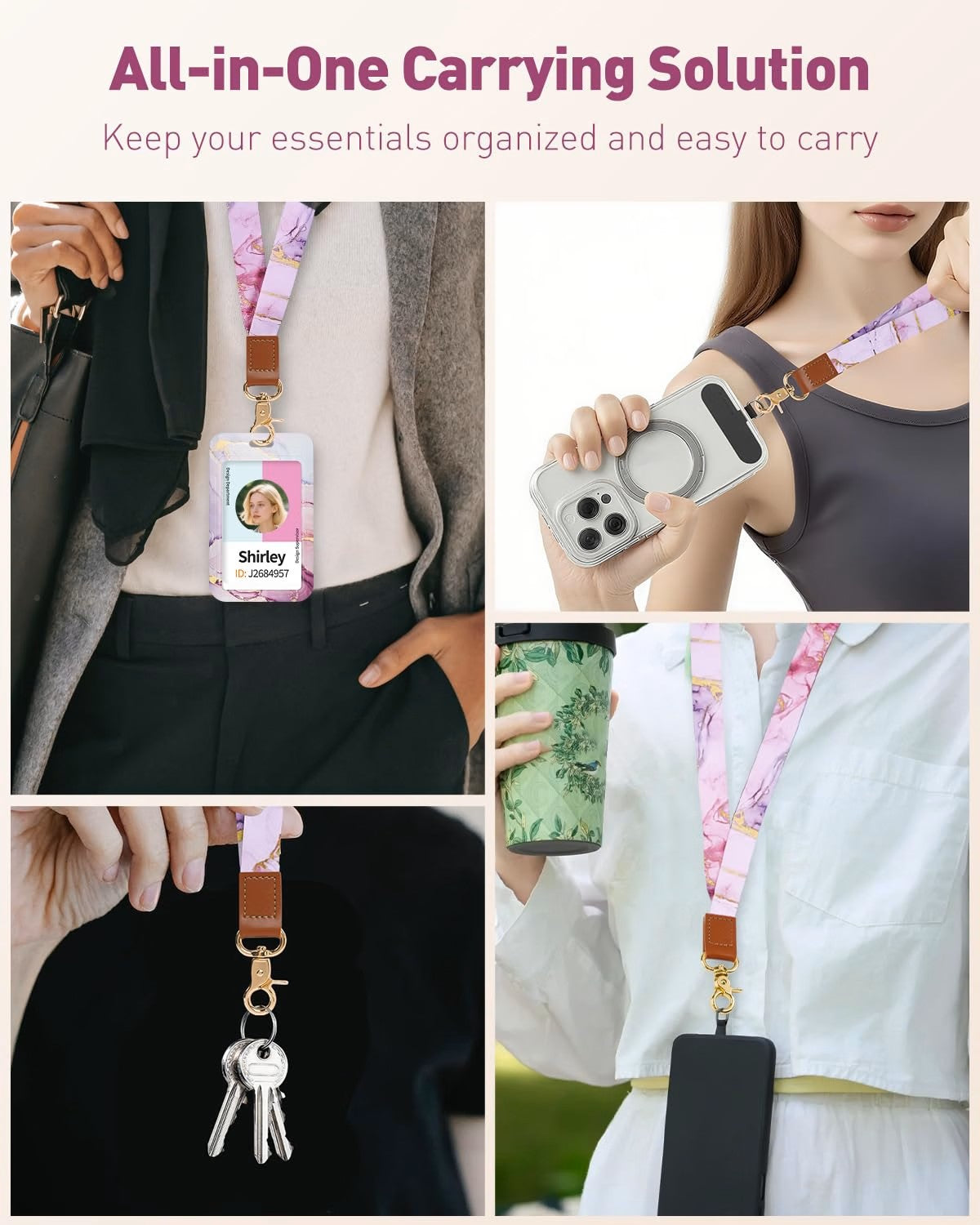 Pink Marble Lanyard