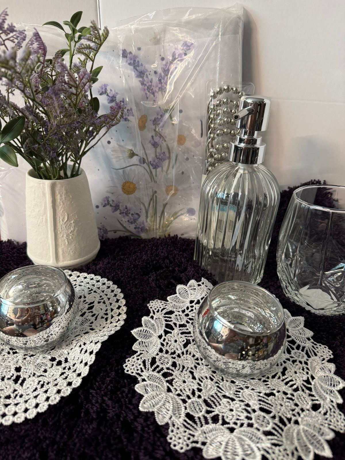 Bath Decor Set- Purple Lavender Bathroom Set