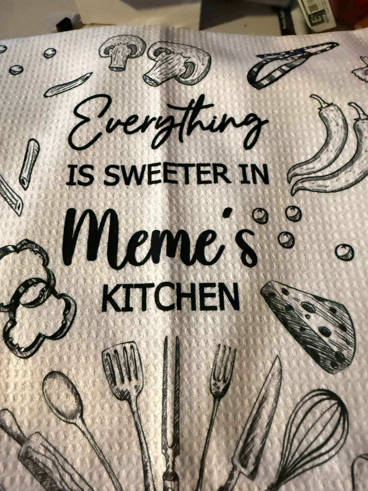 Everything is sweeter in Meme's Kitchen Hand Towel