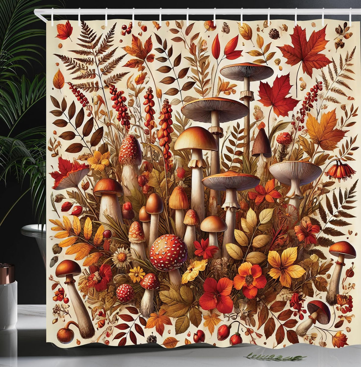 Fall Shower Curtain, Woodland Botanical Bloom