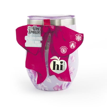 Hi Peach Layne  Mother S Day Gift Set  Purple Floral Wine Tumbler with Nail File