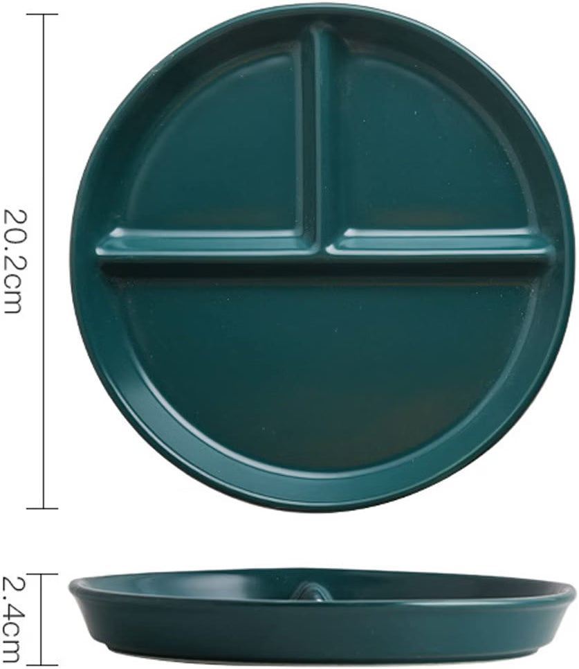 8 inch Green Ceramic Divided Dinner Plates
