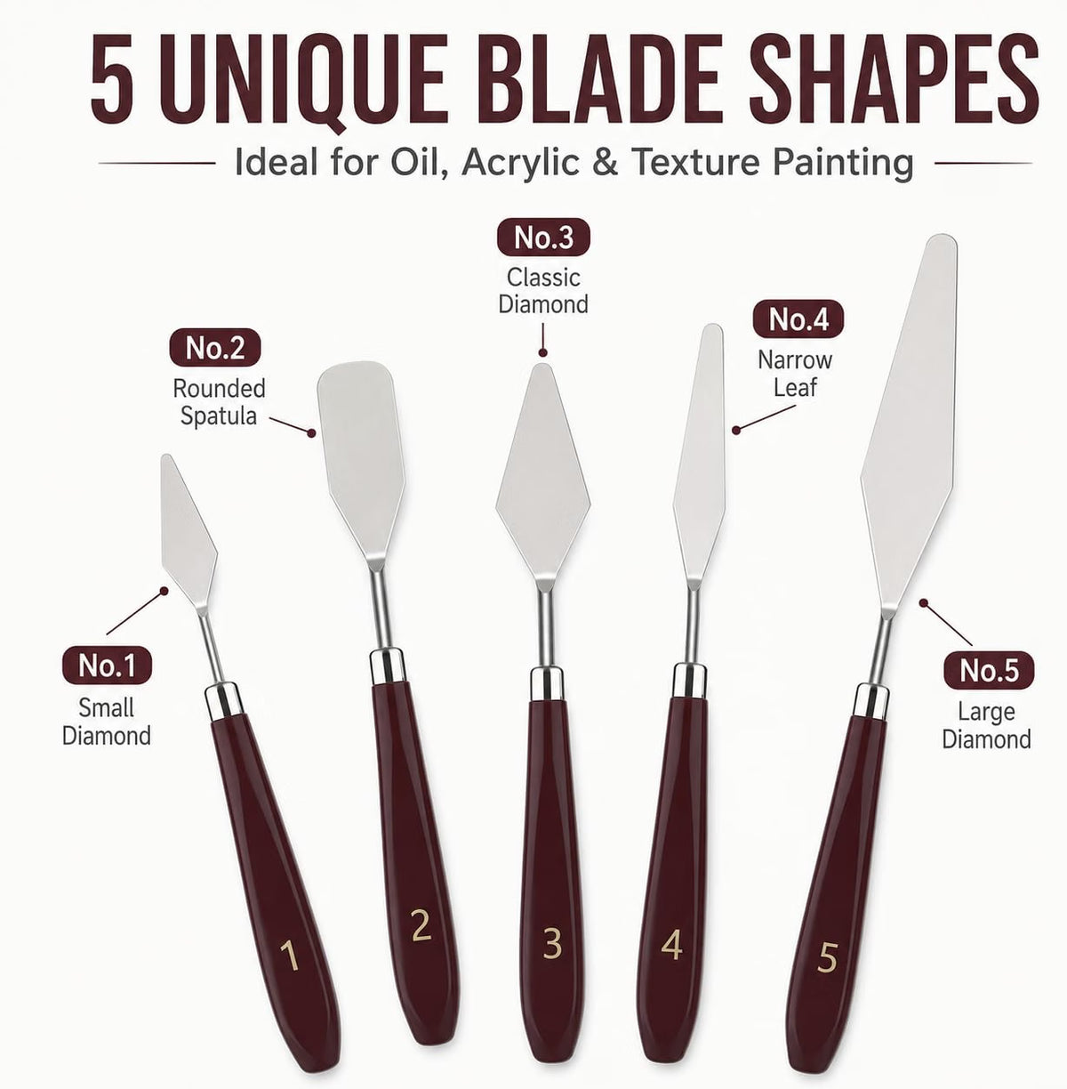 5-Piece Stainless Steel Palette Knife Set