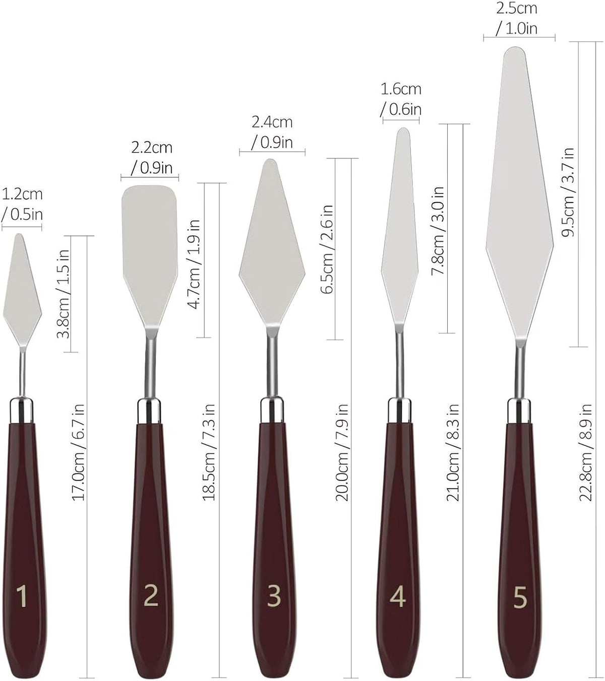 5-Piece Stainless Steel Palette Knife Set