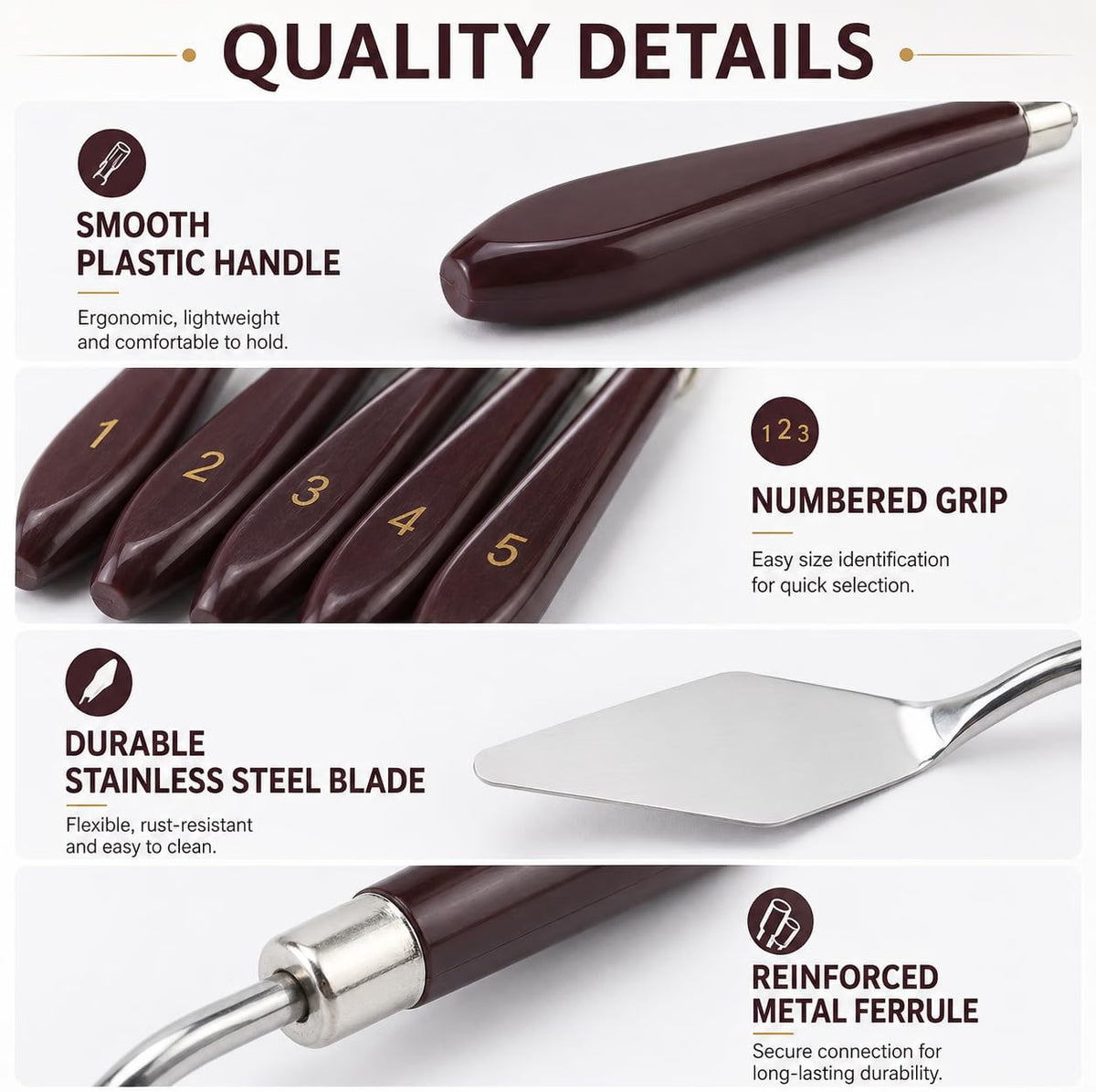 5-Piece Stainless Steel Palette Knife Set