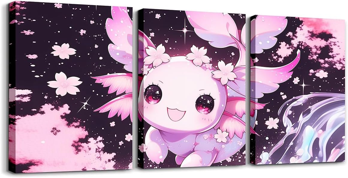 Cute Axolotl Painting 3 Piece 12x16