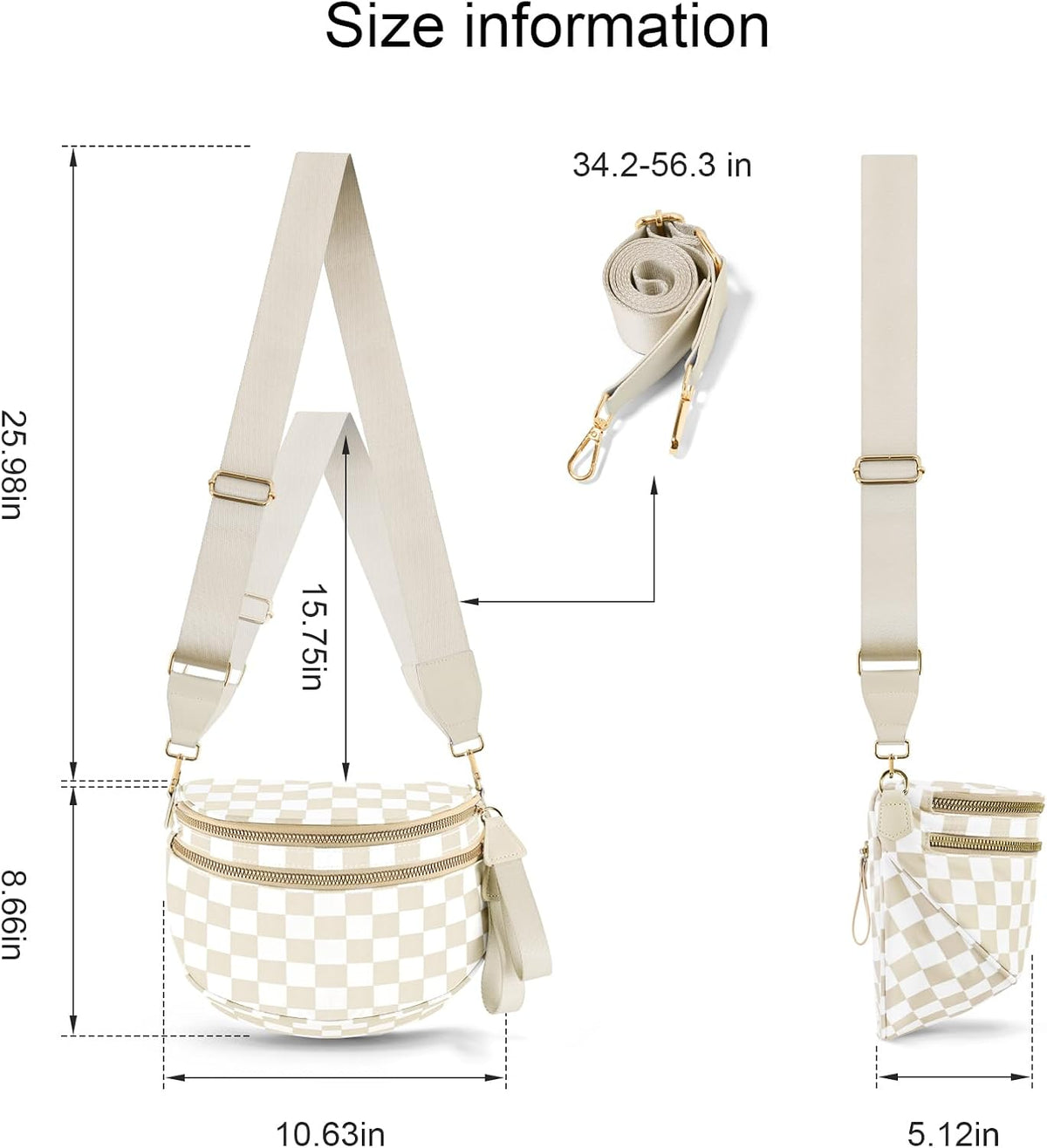 Beige Checkered Crossbody/Fanny Pack Bag