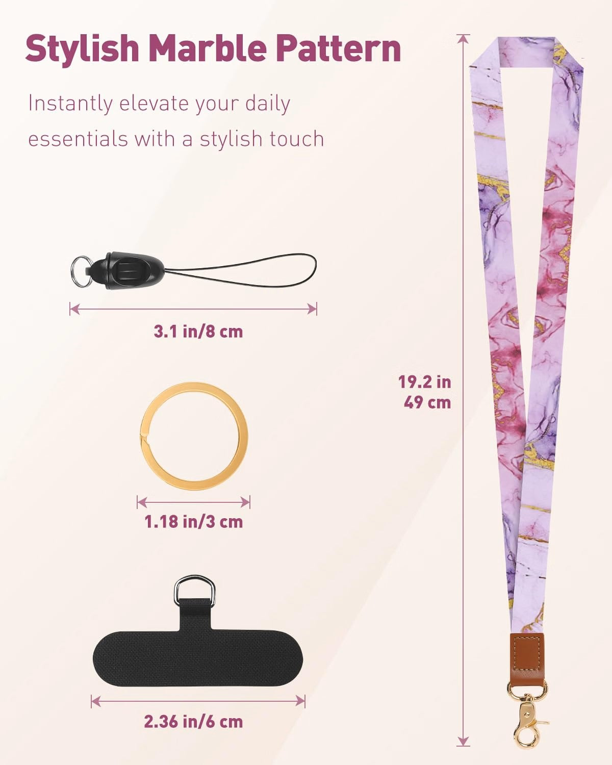 Pink Marble Lanyard