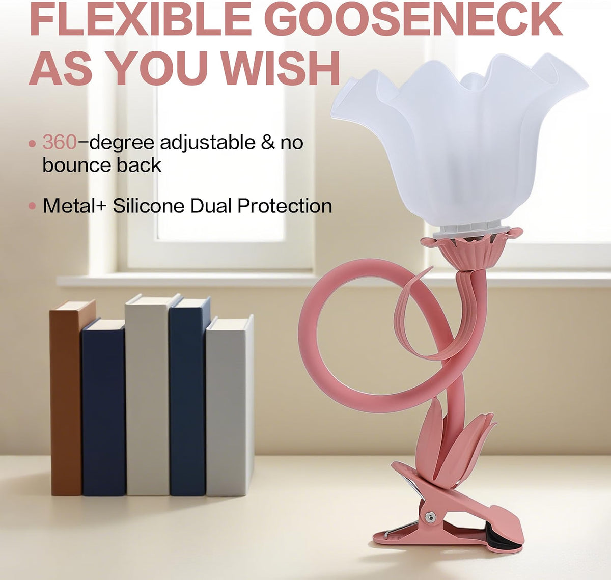 Clip On Light and Flower Bedside Table Lamp