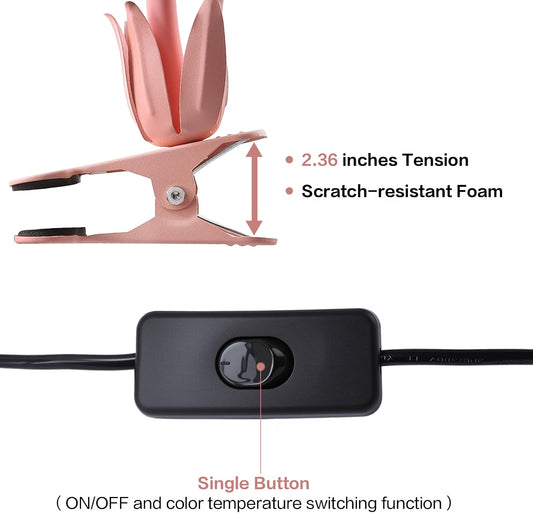 Clip On Light and Flower Bedside Table Lamp