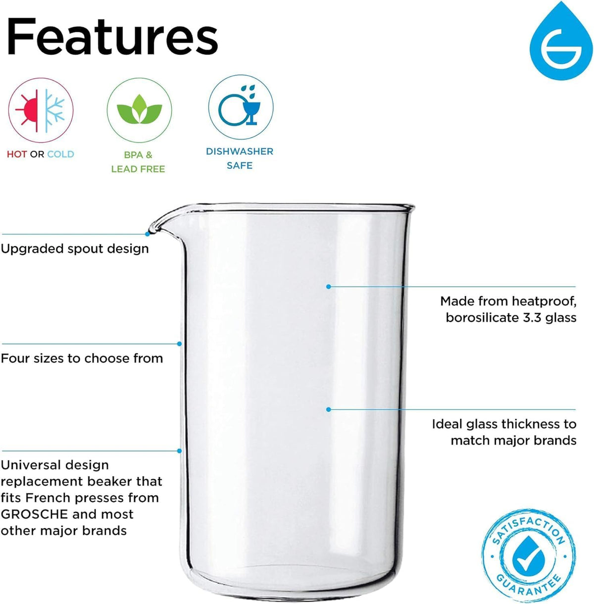 Glass Beaker Replacement for French Press