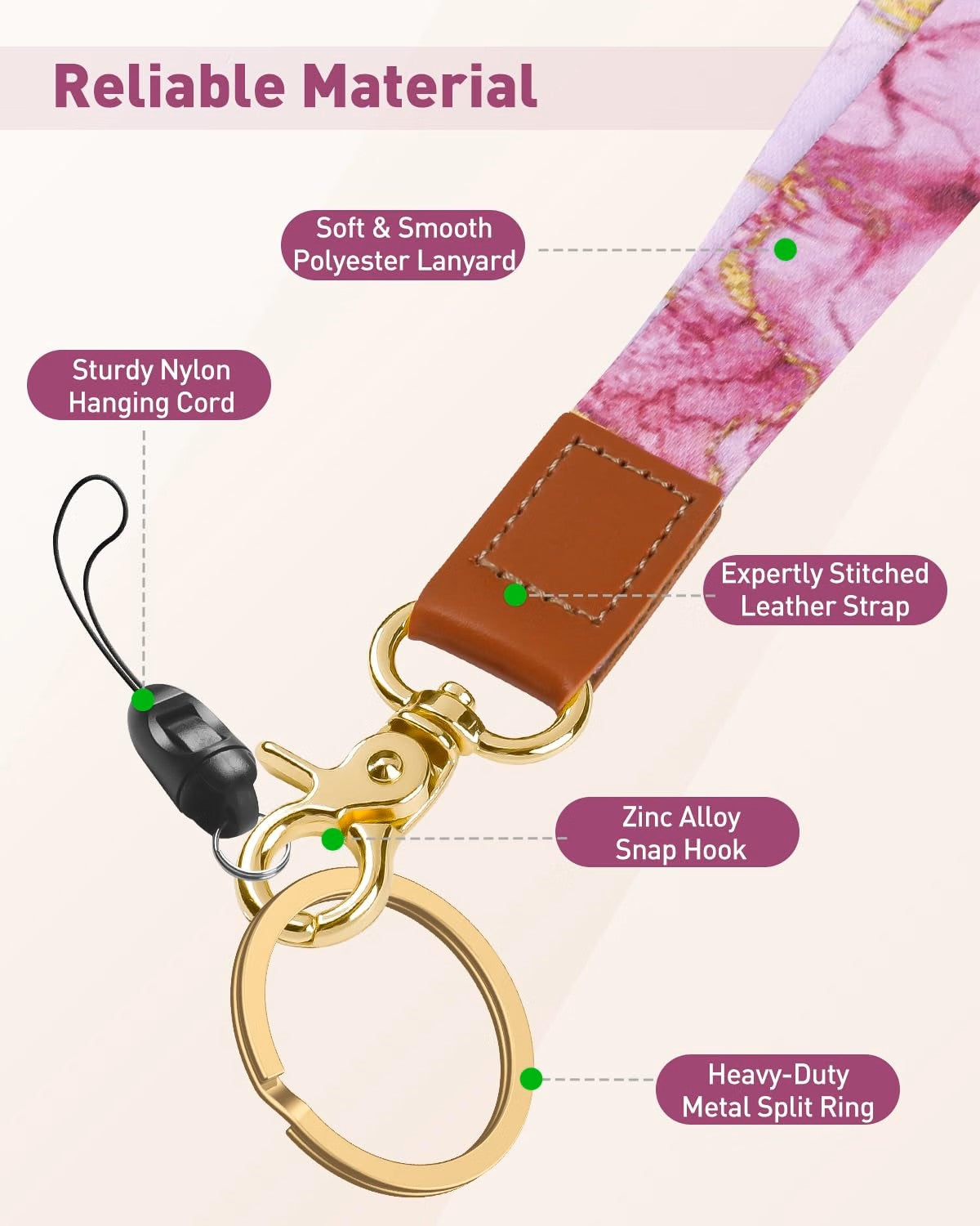 Pink Marble Lanyard