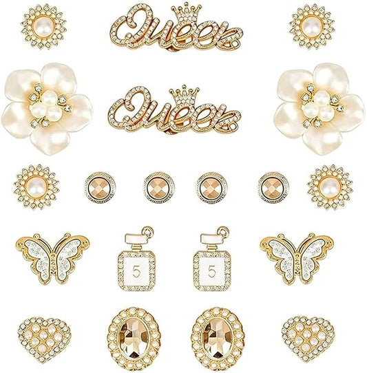 Pearl Rhinestone Shoe Charms Set