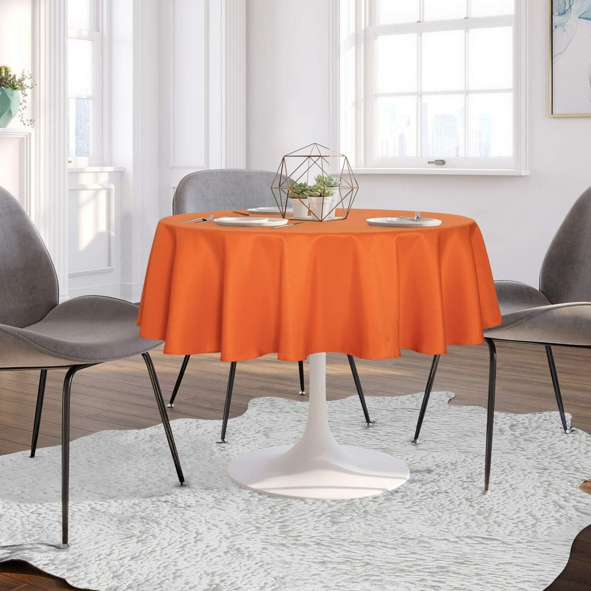 48" Round Solid Color Fabric Tablecloth