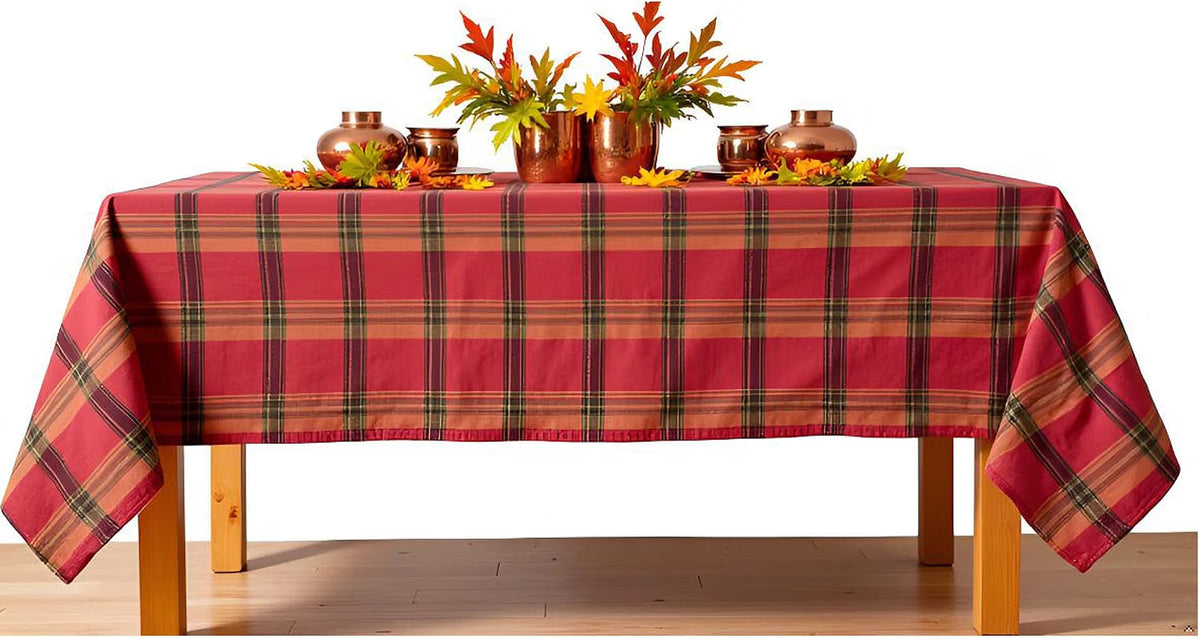 Lintex Autumn Shimmer Plaid Fall And Thanksgiving Fabric Tablecloth