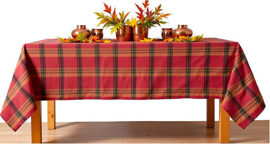 Lintex Autumn Shimmer Plaid Fall And Thanksgiving Fabric Tablecloth