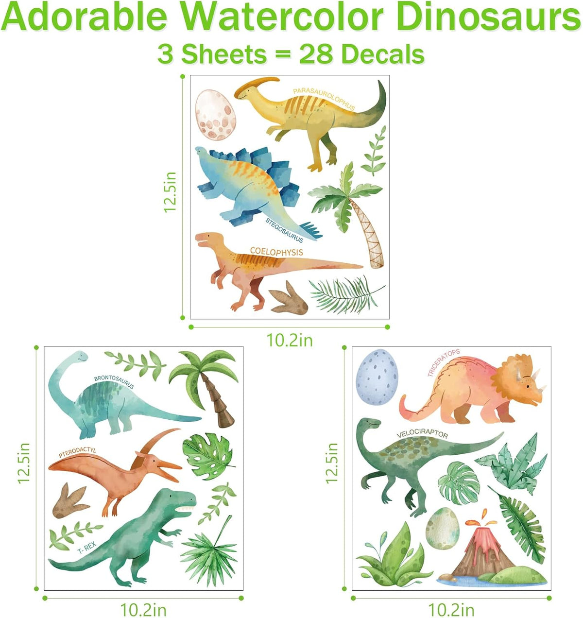 Watercolor Dinosaur Wall Decals
