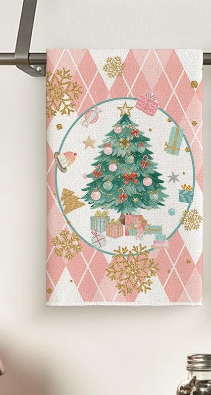 Pink Holiday Kitchen Towels
