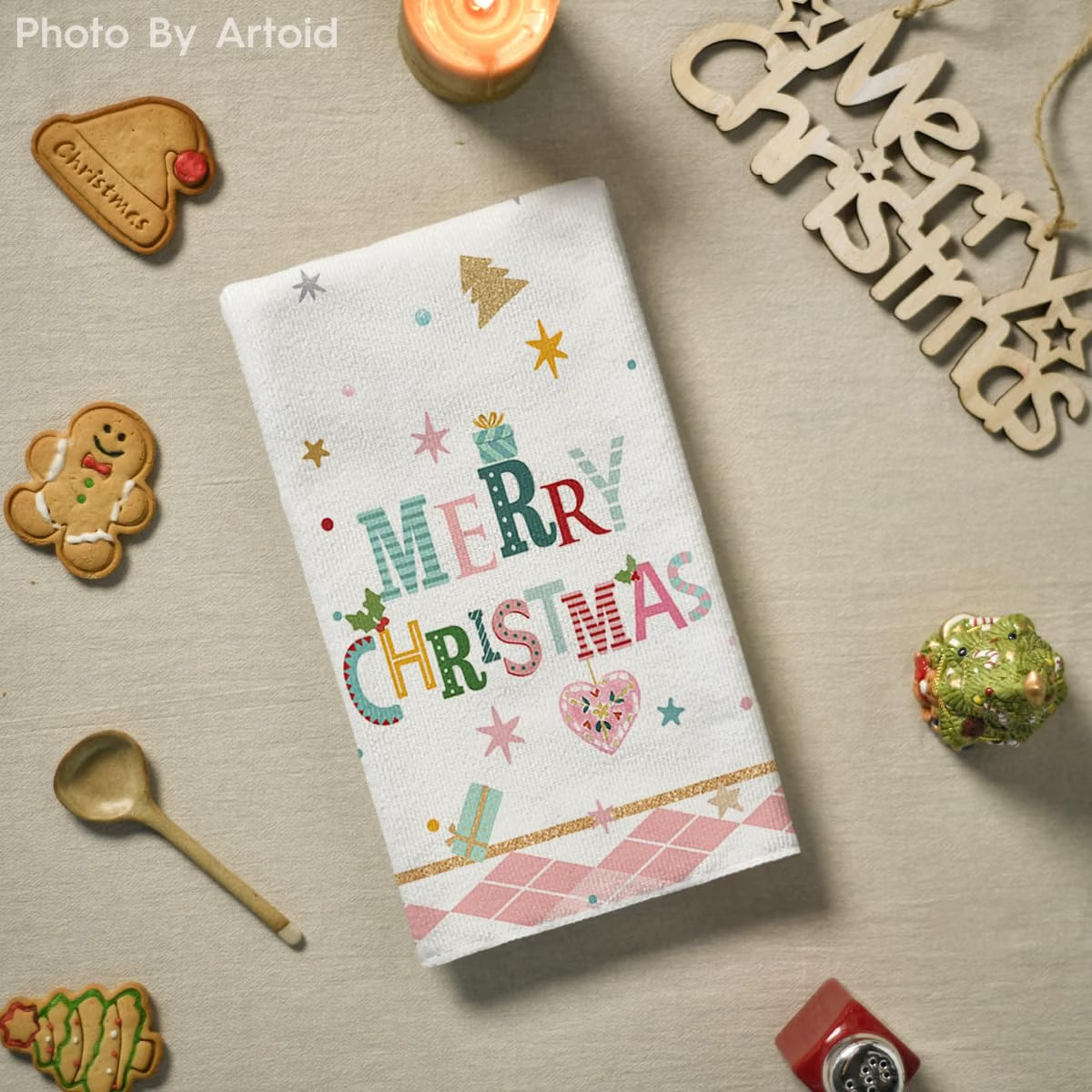 Pink Holiday Kitchen Towels