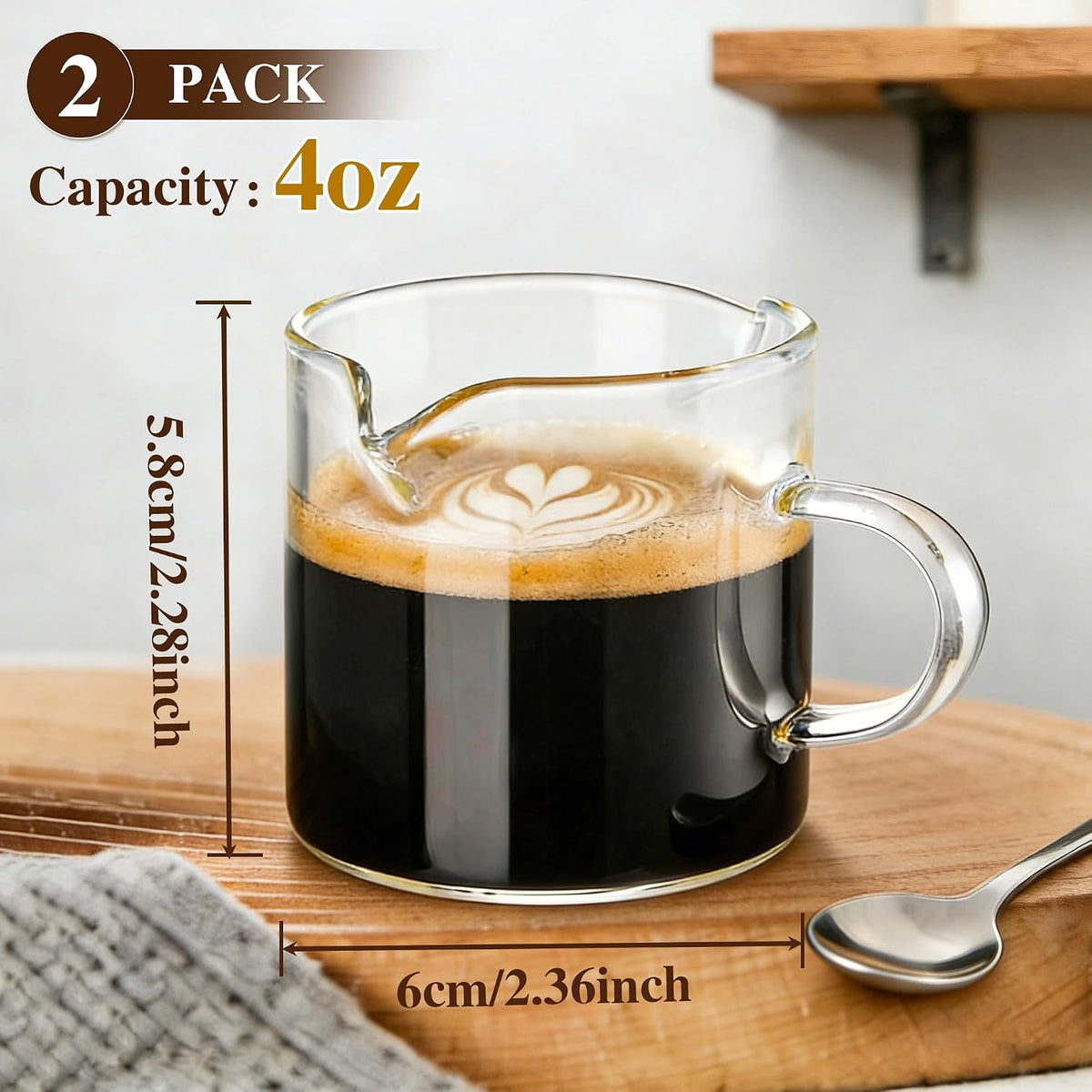 Glass Espresso Cups Set of 2