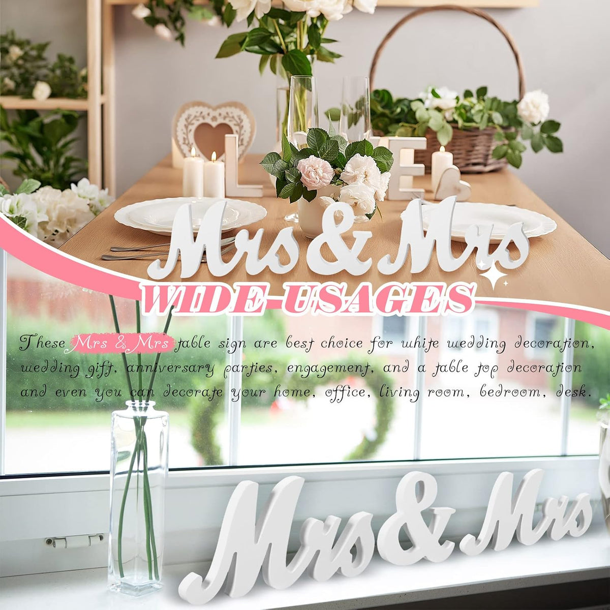 Mrs and Mrs Sign for Wedding Table Decoration