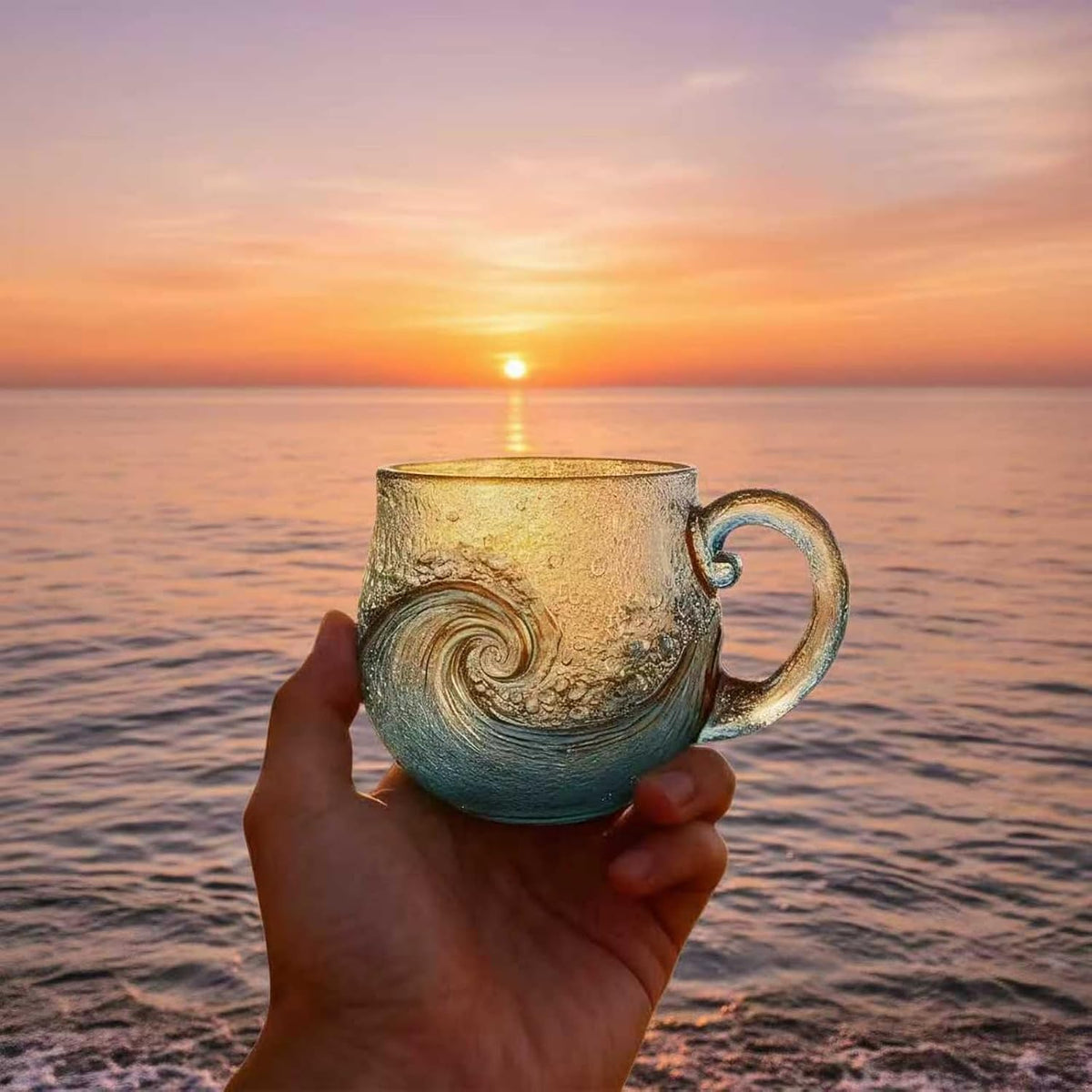 Sea Glass Wave Mug Ocean Beach Coffee Cups