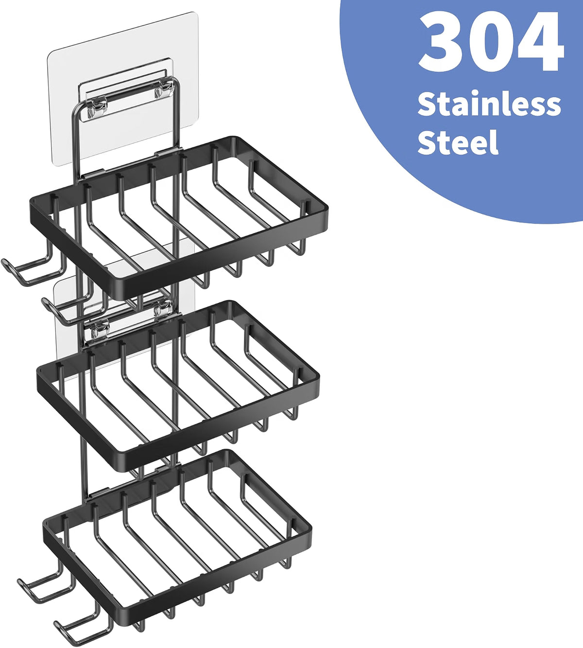 3-Tier Black Soap Bar Holder
