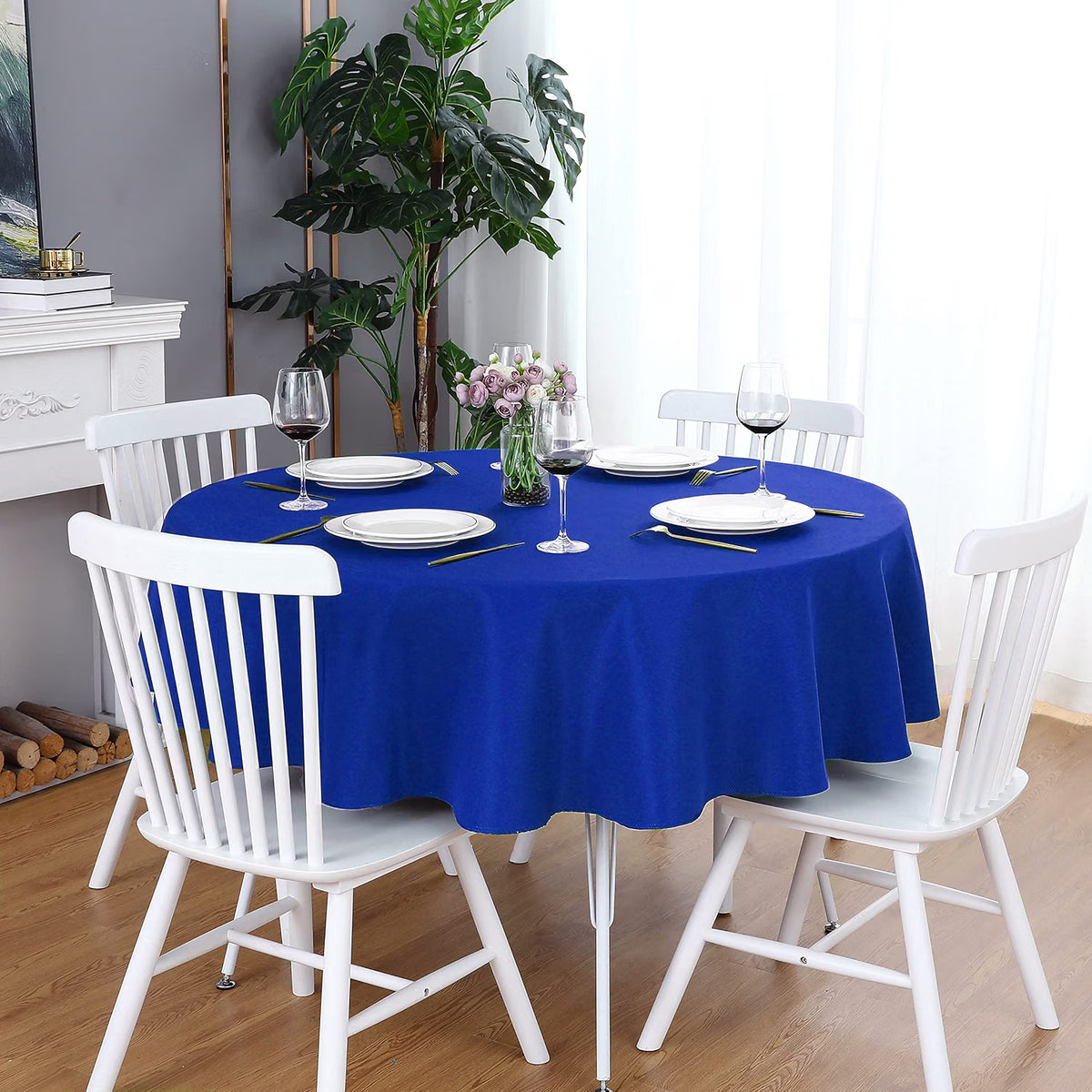 48" Round Solid Color Fabric Tablecloth
