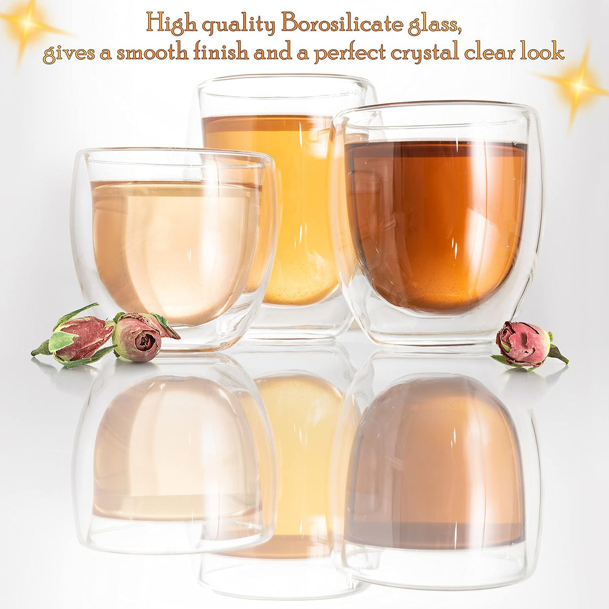 Set of 3 Double Wall Glass Cup