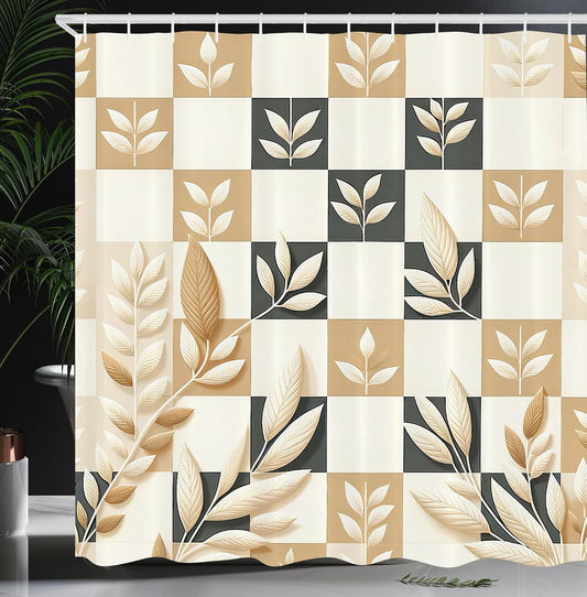 Nuetral Leaves Shower Curtain