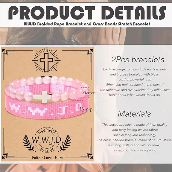WWJD Bracelet Christian Cross