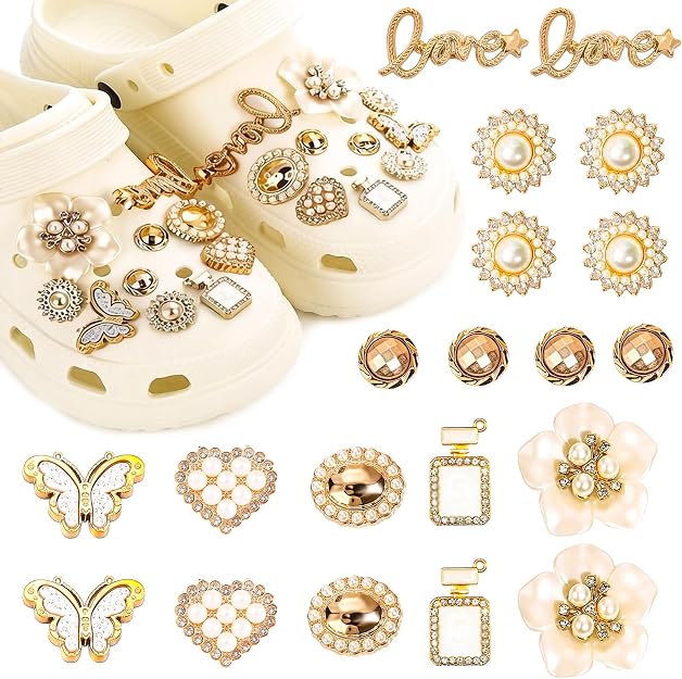 Pearl Rhinestone Shoe Charms Set