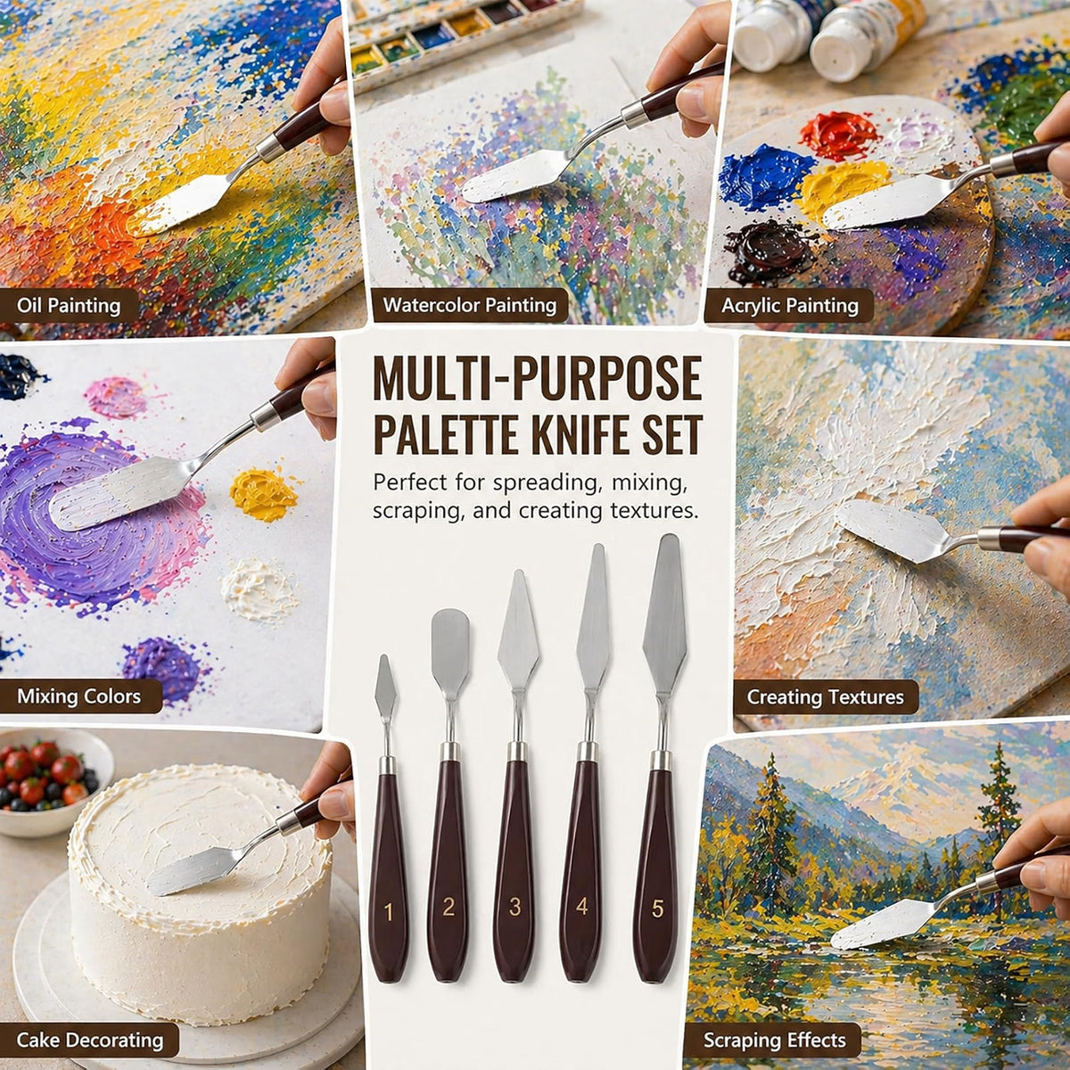 5-Piece Stainless Steel Palette Knife Set