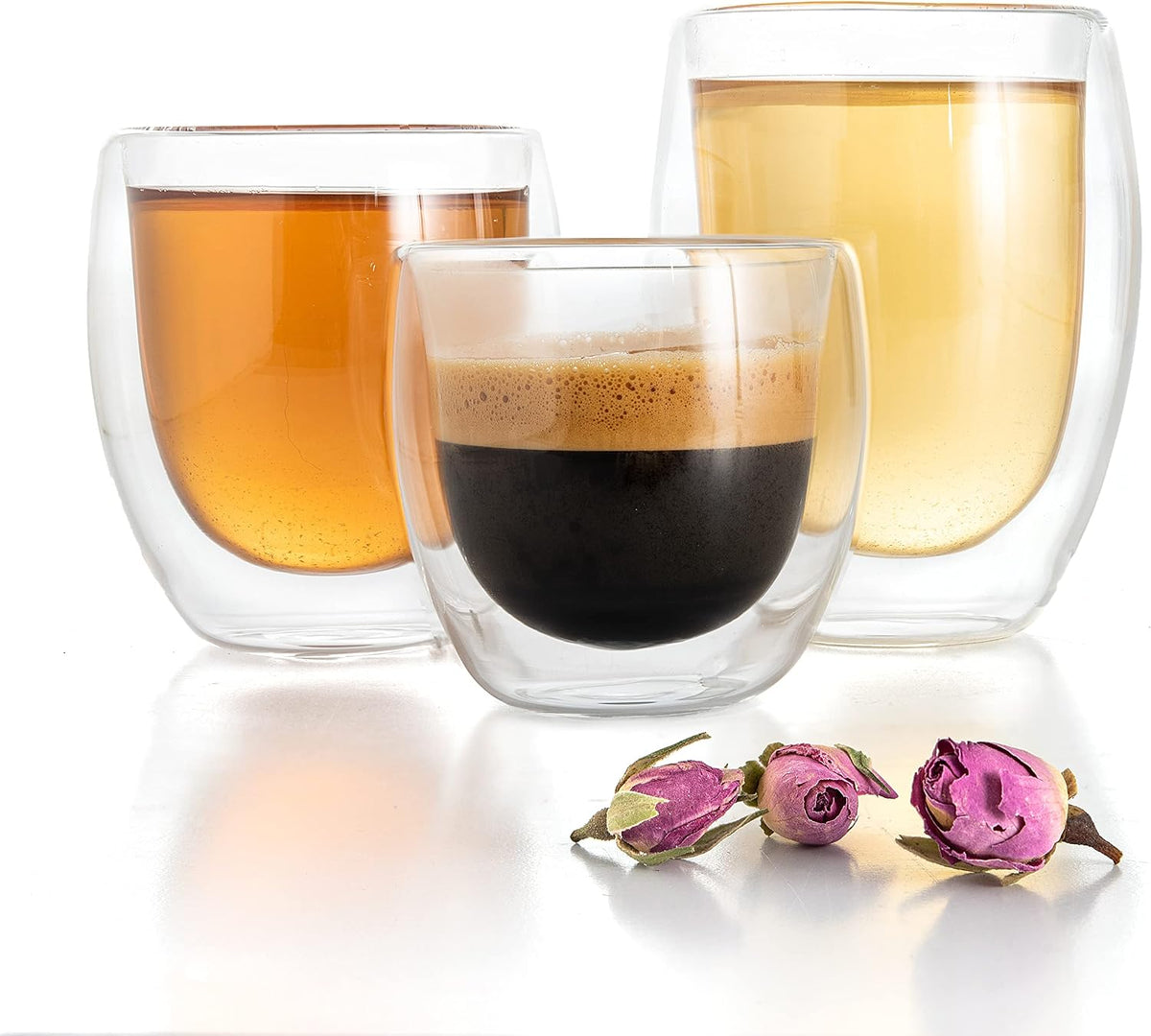 Set of 3 Double Wall Glass Cup