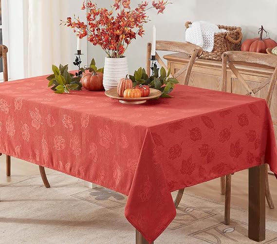 Newbridge Thanksgiving Spice Tremont Autumn Leaf Damask 60 X 102 Inch Rectangle Fabric Tablecloth