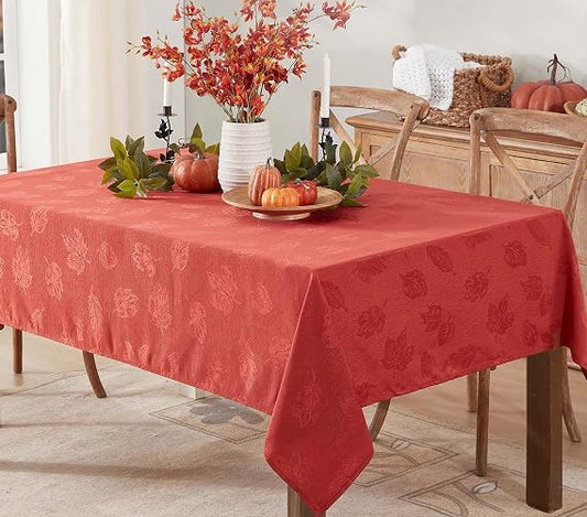 Newbridge Thanksgiving Spice Tremont Autumn Leaf Damask 60 X 102 Inch Rectangle Fabric Tablecloth