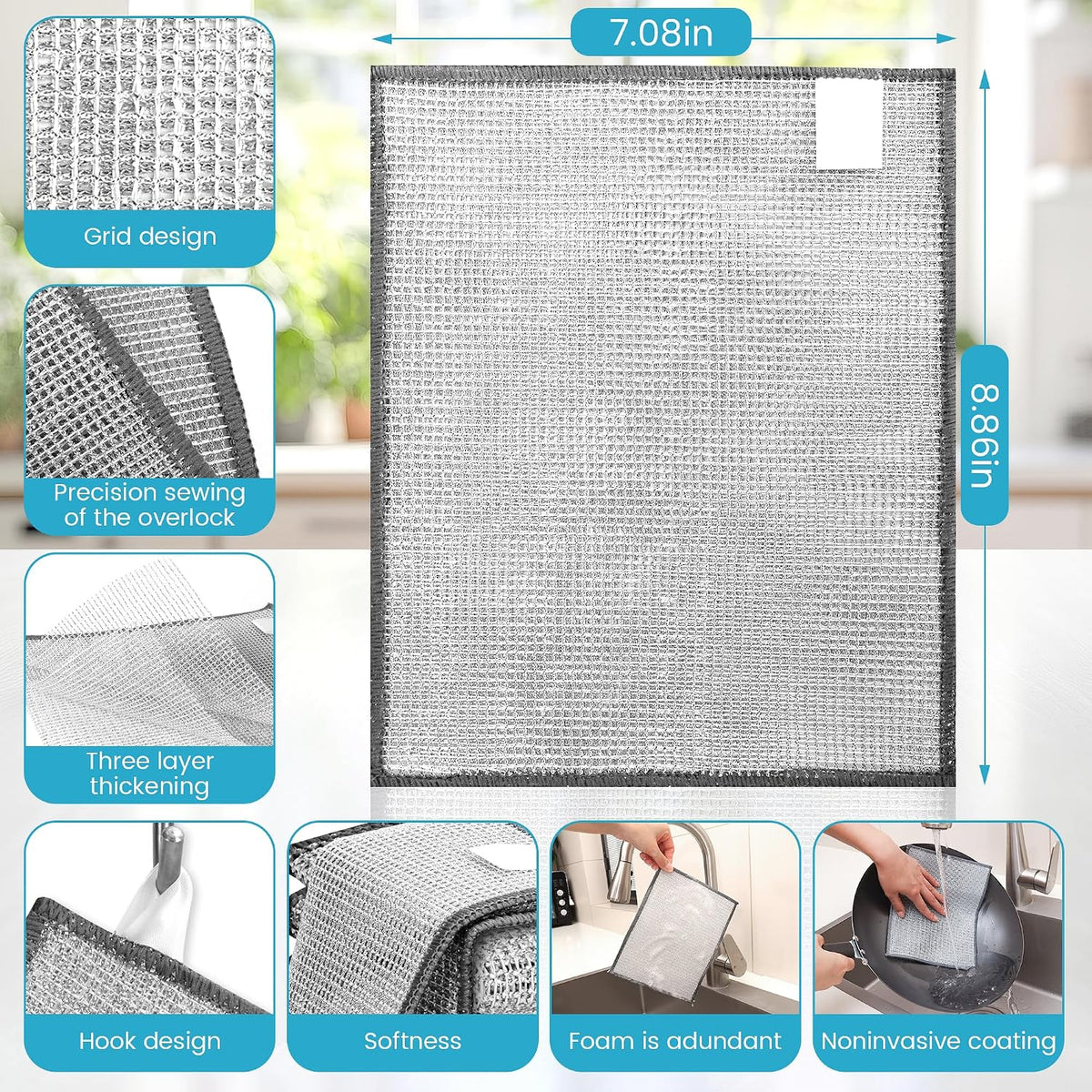 4 Pack Silver Scrubbies