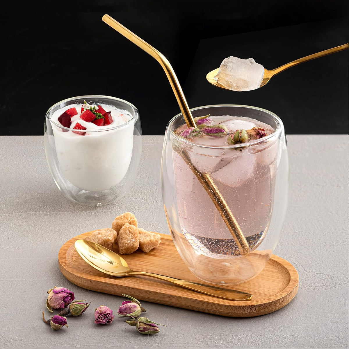 Set of 3 Double Wall Glass Cup