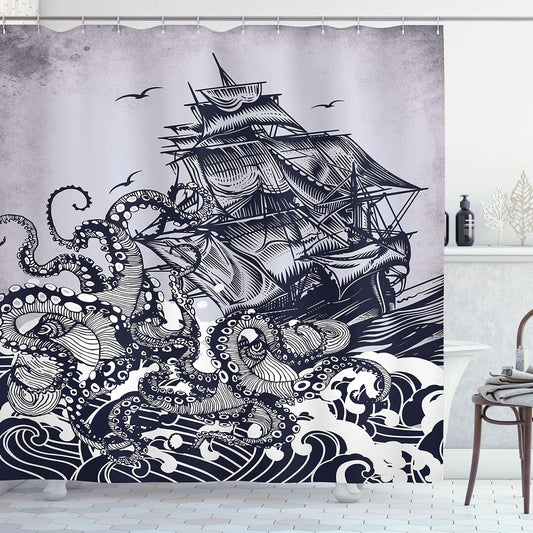 Nautical Shower Curtain  Kracken art