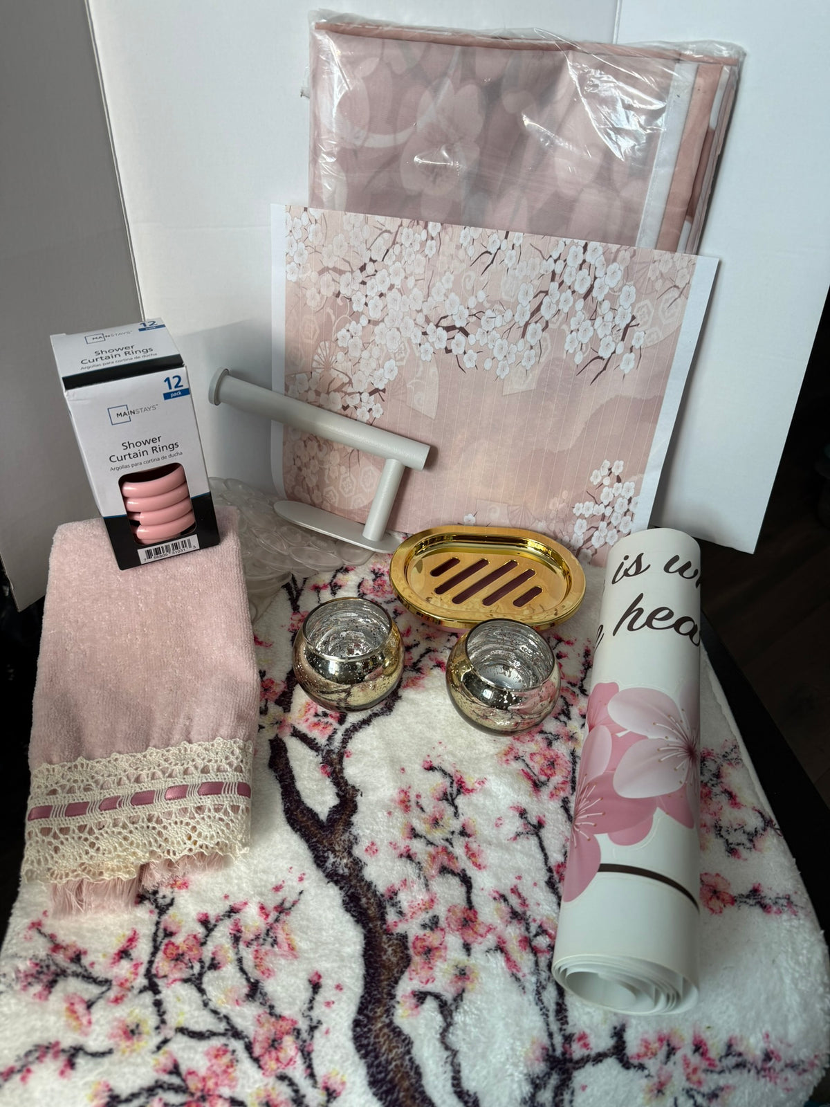 Bath Decor Set-Cherry Blossom Bath Set