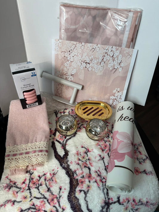 Bath Decor Set-Cherry Blossom Bath Set