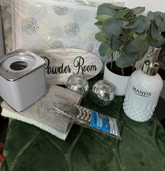 Bath Decor Set-Green Floral Bathroom Set