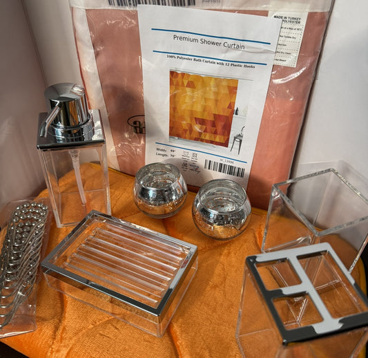 Bath Decor Set-Modern Orange Bath  Set