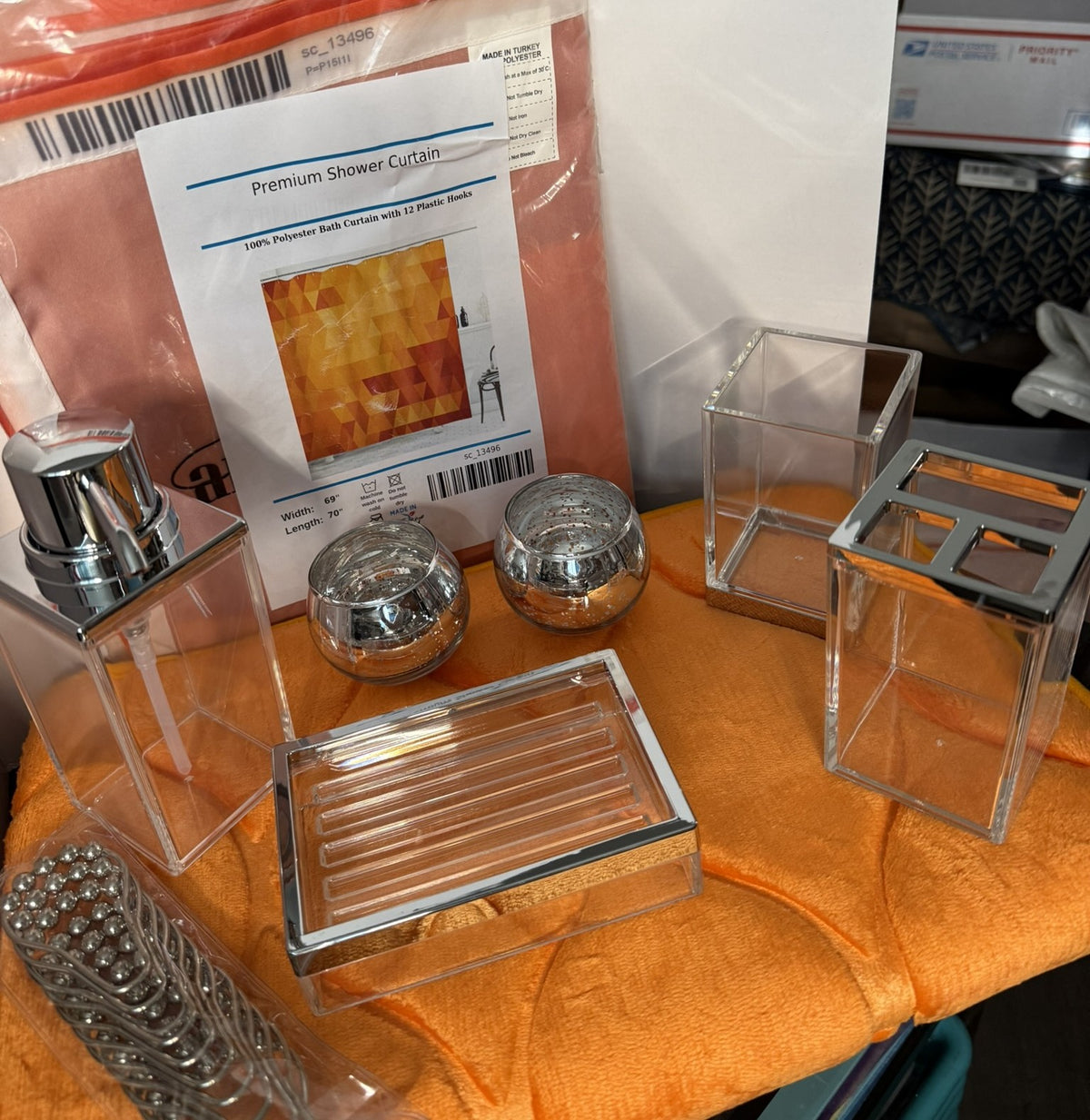 Bath Decor Set-Modern Orange Bath  Set