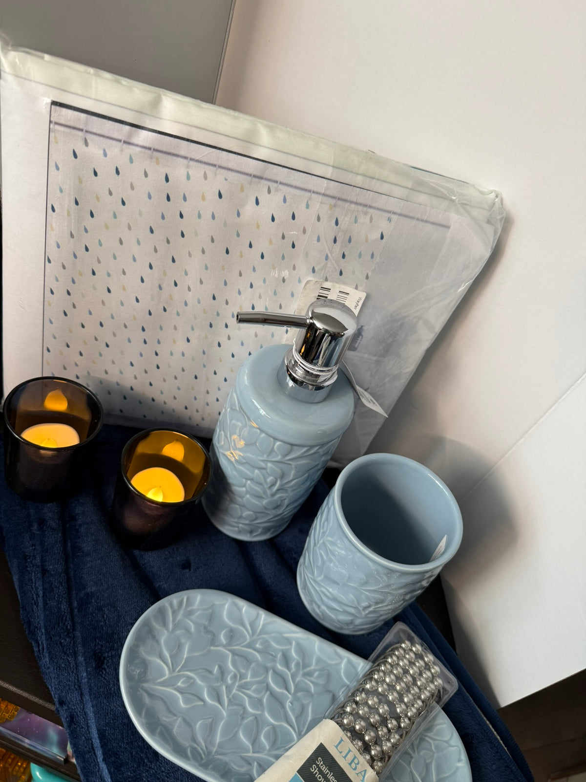 Bath Decor Set-Raindrop Blue set