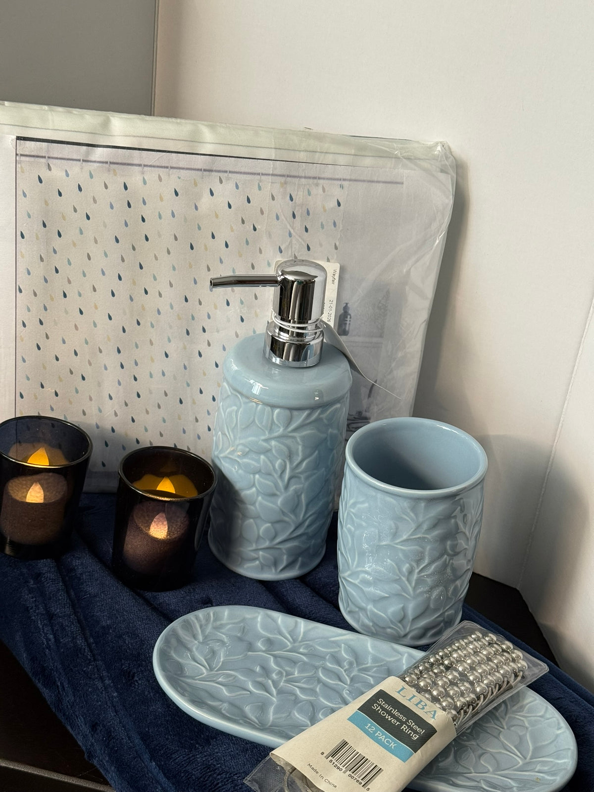 Bath Decor Set-Raindrop Blue set