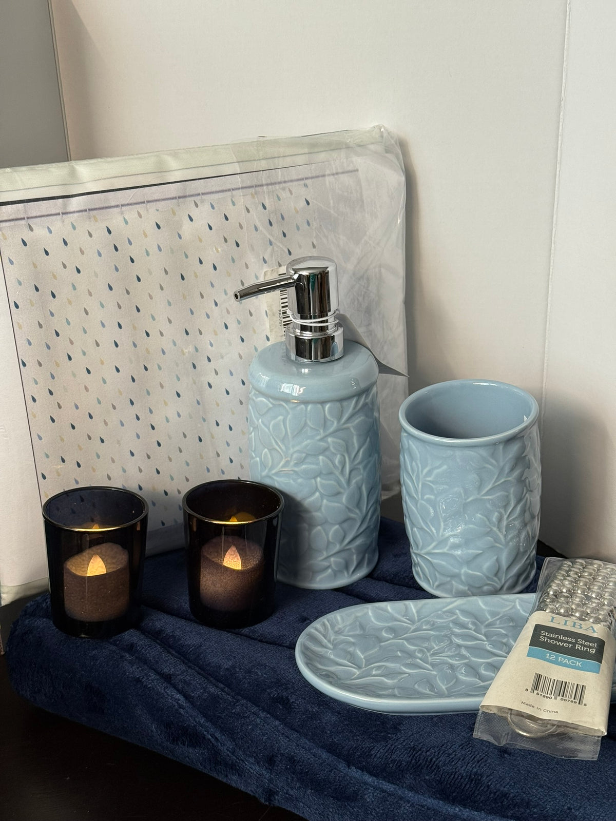 Bath Decor Set-Raindrop Blue set