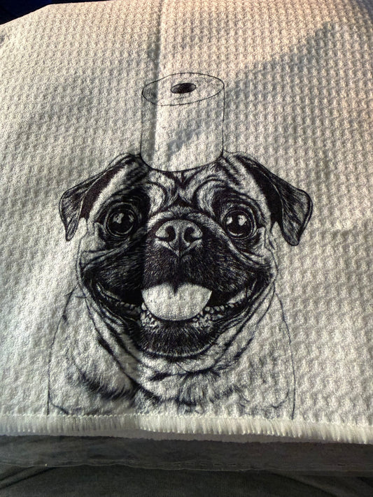 Roll of Toilet Paper on Pug Head